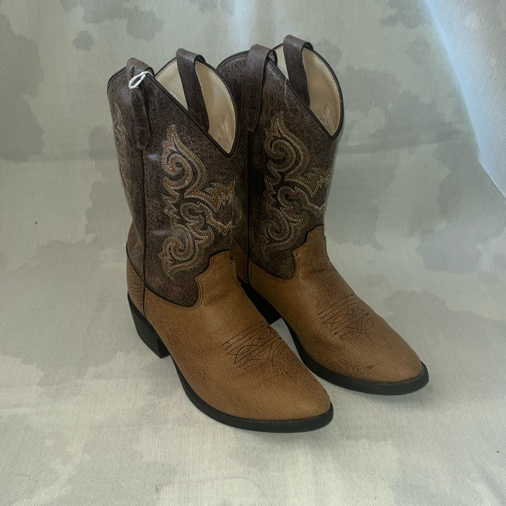 Old West Two-Tone Brown Lace-Up Western Boots